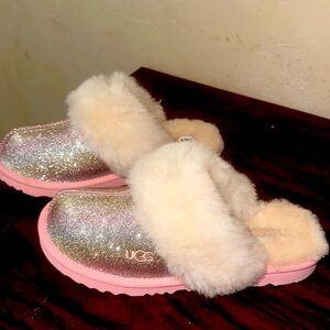 UGG glittery holographic slippers
